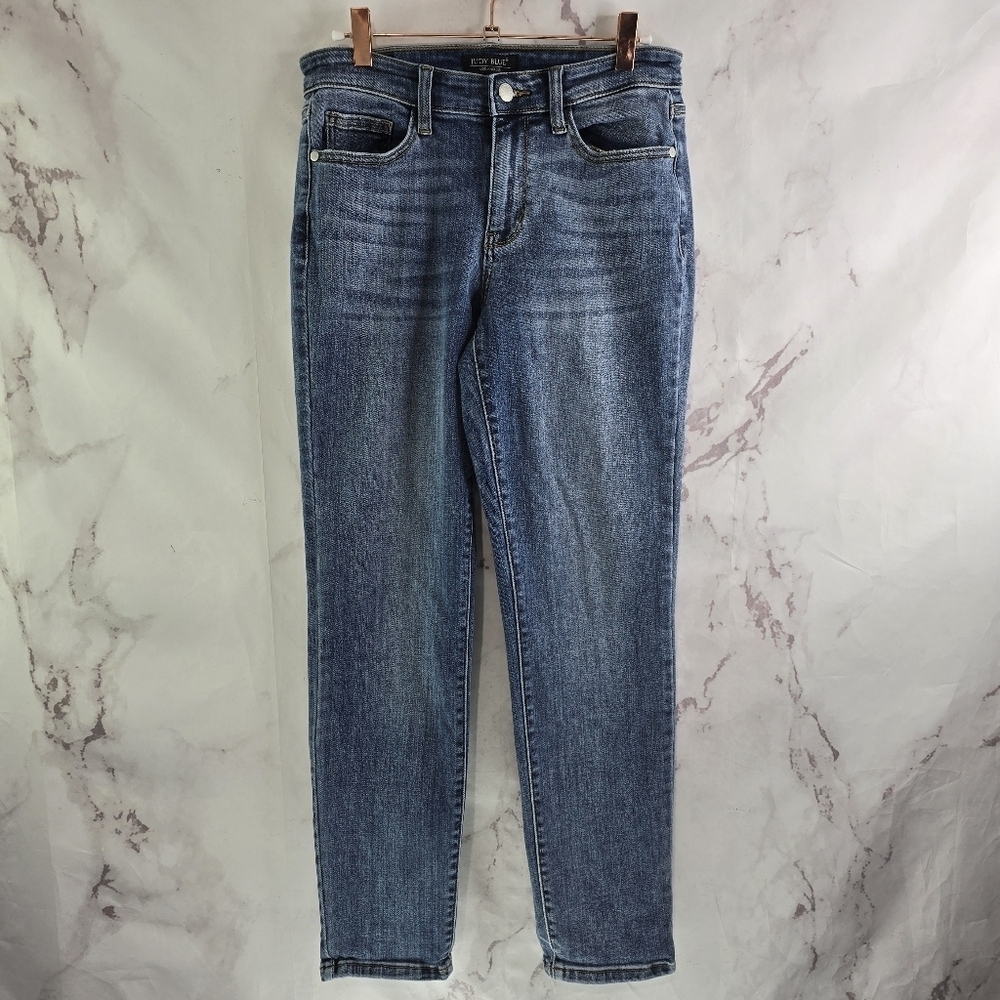 Judy Blue Jeans Womens 5 27 Slim Fit Denim Whiskering Skinny Light Medium Wash